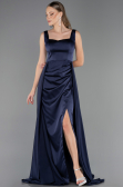 Kleider in Großen Größen Lang Satin Marineblau ABU6576