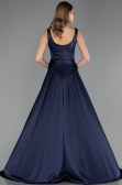 Kleider in Großen Größen Lang Satin Marineblau ABU6576