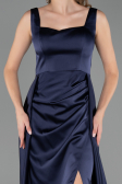 Kleider in Großen Größen Lang Satin Marineblau ABU6576