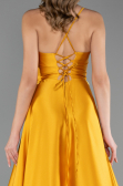 Abschlusskleid Lang Satin Senfgelb ABU6573