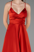 Abschlusskleid Lang Satin Ziegelrot ABU6573