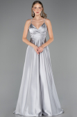 Abschlusskleid Lang Satin Grau ABU6573