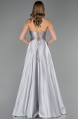 Abschlusskleid Lang Satin Grau ABU6573