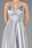 Abschlusskleid Lang Satin Grau ABU6573