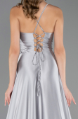 Abschlusskleid Lang Satin Grau ABU6573