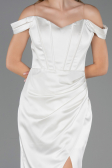 Abendkleid im Meerjungfrau-Stil Lang Satin Weiß ABU6574