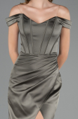 Abendkleid in Übergröße Lang Satin Khaki ABU6577