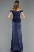 Abendkleid in Übergröße Lang Satin Marineblau ABU6577