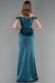 Abendkleid im Meerjungfrau-Stil Lang Satin Petrolgrün ABU6574