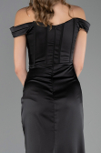 Abendkleid in Übergröße Lang Satin Schwarz ABU6577