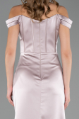 Abendkleid in Übergröße Lang Satin Nerzbraun ABU6577