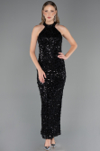 Abschlusskleid Lang Spitze Schwarz ABU6578