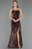 Abschlusskleid Lang Satin Braun ABU6584