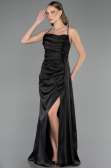 Abschlusskleid Lang Satin Schwarz ABU6584