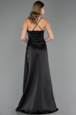 Abschlusskleid Lang Satin Schwarz ABU6584
