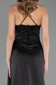Abschlusskleid Lang Satin Schwarz ABU6584
