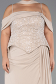 Abendgarderobe in Großen Größen Lang Chiffon Beige ABU6274
