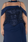 Abendgarderobe in Großen Größen Lang Chiffon Marineblau ABU6274