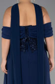 Abendgarderobe in Großen Größen Lang Chiffon Marineblau ABU6274