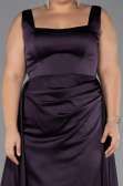 Abschlusskleid Lang Satin Violett dunkel ABU6572