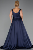 Kleider in Großen Größen Lang Satin Marineblau ABU6576