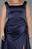 Kleider in Großen Größen Lang Satin Marineblau ABU6576