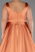 Abendgarderobe in Großen Größen Lang Satin Orange ABU6576