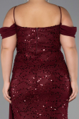 Abendkleid in Übergröße Lang Schuppig Weinrot ABU6134