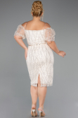 Einladungskleid In Übergröße Midi Perlenbesetzt Beige ABK2689