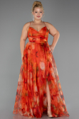Abschlusskleid In Übergröße Lang Orange ABU6586