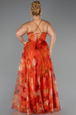 Abschlusskleid In Übergröße Lang Orange ABU6586