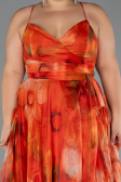 Abschlusskleid In Übergröße Lang Orange ABU6586