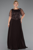 Abendgarderobe in Großen Größen Lang Chiffon Braun ABU5554