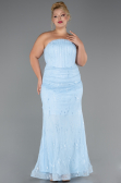 Abendkleid in Übergröße Lang Spitze Eisblau ABU6280