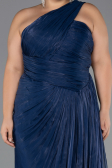Abendkleid in Übergröße Lang Chiffon Marineblau ABU6513