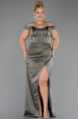 Abendkleid in Übergröße Lang Satin Khaki ABU6577