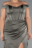 Abendkleid in Übergröße Lang Satin Khaki ABU6577
