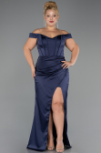 Abendkleid in Übergröße Lang Satin Marineblau ABU6577