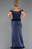 Abendkleid in Übergröße Lang Satin Marineblau ABU6577