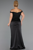 Abendkleid in Übergröße Lang Satin Schwarz ABU6577
