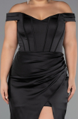 Abendkleid in Übergröße Lang Satin Schwarz ABU6577