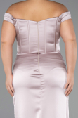 Abendkleid in Übergröße Lang Satin Nerzbraun ABU6577