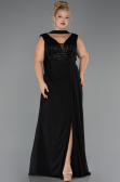 Abendgarderobe in Großen Größen Lang Chiffon Schwarz ABU6557