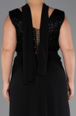 Abendgarderobe in Großen Größen Lang Chiffon Schwarz ABU6557