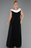 Kleider in Großen Größen Lang Chiffon Schwarz-Weiß ABU6587