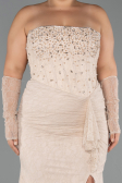 Kleider in Großen Größen Lang Spitze Beige ABU6364