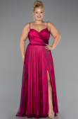 Abschlusskleid In Übergröße Lang Fuchsie ABU6558