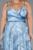 Abschlusskleid In Übergröße Lang Eisblau ABU6558