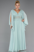 Kleider in Großen Größen Lang Chiffon Minzgrün ABU4638