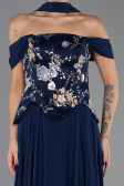 Abendkleid Lang Chiffon Marineblau ABU6588